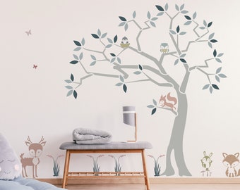 Woodland Tree & Animals Stencil Pack - Nursery Wall Stencils for painting your baby's room - Create a Wall Art Mural with Stencils 10901