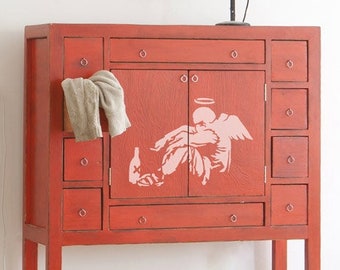 Banksy style Fallen Angel Wall Stencil - Graffiti street art wall stencils to create you own Banksy wall art canvas. Reusable Stencils 10353