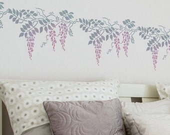 Wisteria Flower Stencil from The Stencil Studio. Floral Stencils. Reusable stencils for home decor & DIY, easy to use. 10249