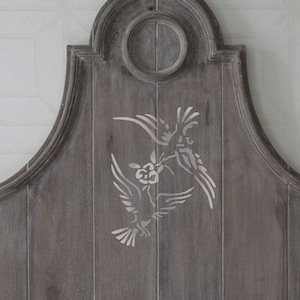 Vintage Doves & Rose Stencil - Reusable Shabby Chic Decorating Stencil for Walls, Furniture or Fabric - French Perfume Label Stencil - 10664