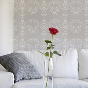 Love Damask Stencil Heart Stencils Nursery Wall Stencils Wallpaper Stencils Damask Stencils Pattern Stencils 10102 image 1