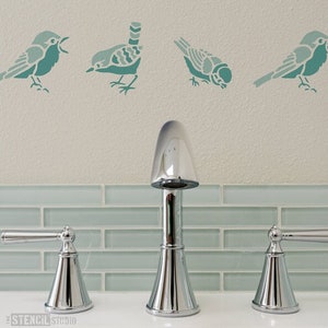 Birds Stencil - Robin, Wren & Bluetit Reusable Bird Wall Stencil - Craft Stencils - Furniture Upcycling Stencil - Border Stencils - 10024