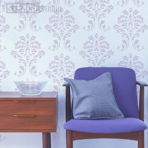 Damask Wall Stencil - Classic Design for Home Makeover - Reusable Home DIY Decorating Stencil - Easy to Use - Classic Damask Stencil - 10057
