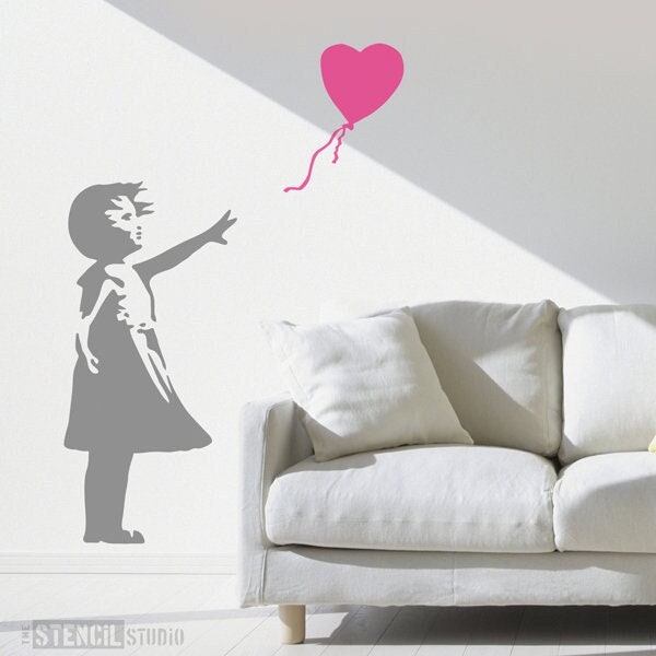 Banksy style Balloon Girl Wall Stencil - Banksy Graffiti Street Art Stencil to create your own wall art. Reusable Stencils - 10348