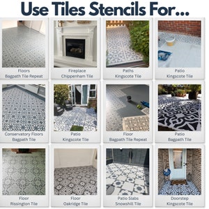 Mosaic Tile Stencil Tile Stencils for Floors, Walls & Patios Tile Makeover Stencils For Bathroom, Kitchen and Garden Tiles 11136 image 4