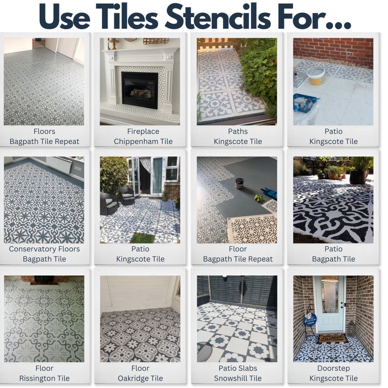 Mosaic Tile Stencil Tile Stencils for Floors, Walls & Patios Tile Makeover Stencils For Bathroom, Kitchen and Garden Tiles 11136 image 4