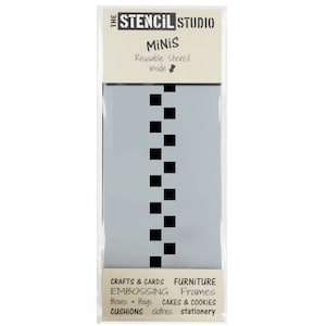 Checkers Border - Stencil MiNiS du Stencil Studio. Petits pochoirs réutilisables pratiques pour la décoration et l’artisanat. Facile à utiliser. 10862