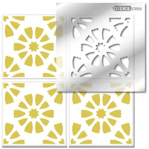 Amberley Tile Stencil - Floral Tile Stencil - Stencil for Wall & Floor Tiles - Give Tiles a Makeover with Tile Stencils - 10628