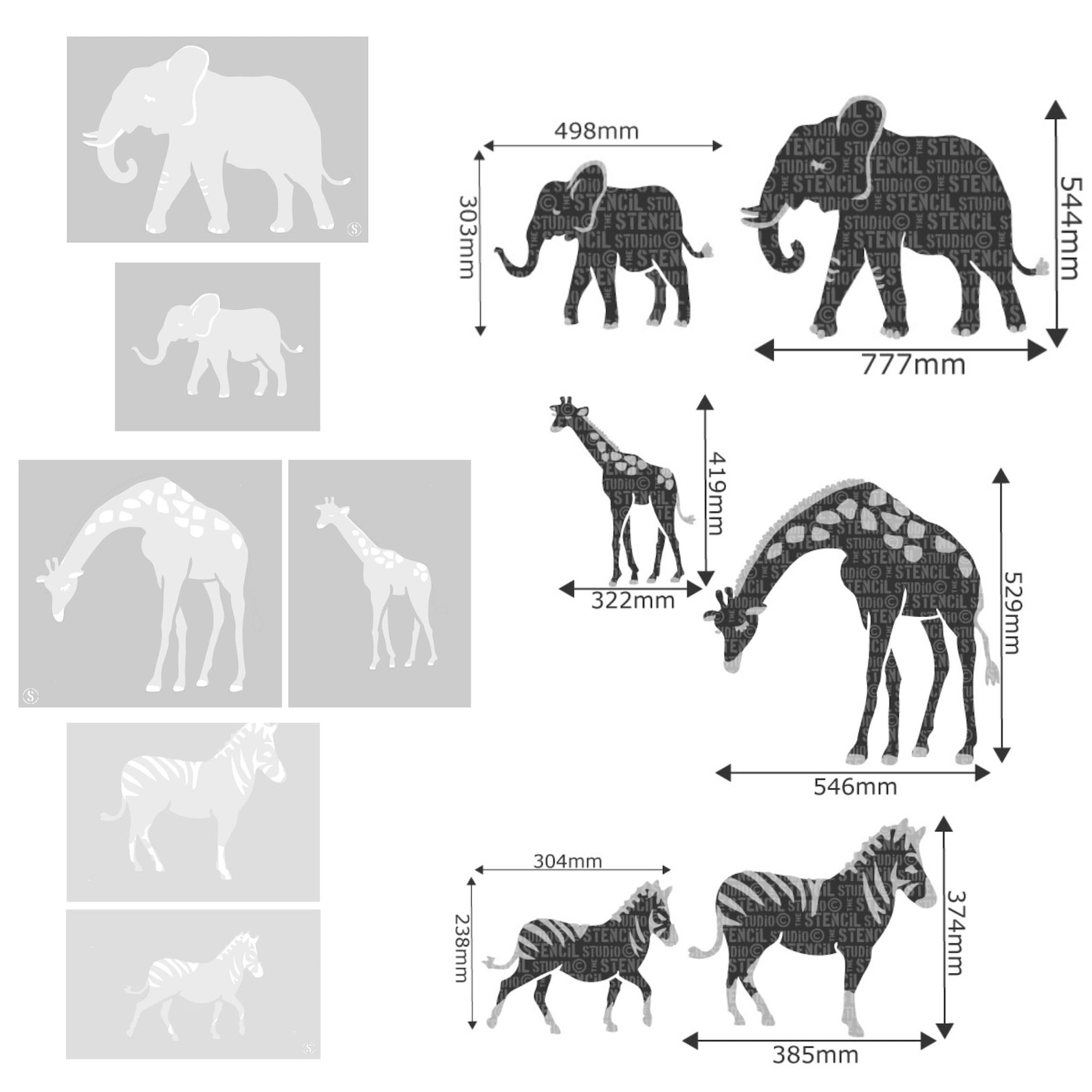 Safari Animals Wall Stencils Set Nursery Stencils Wall Etsy
