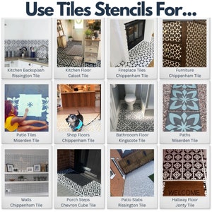 Mosaic Tile Stencil Tile Stencils for Floors, Walls & Patios Tile Makeover Stencils For Bathroom, Kitchen and Garden Tiles 11136 image 7