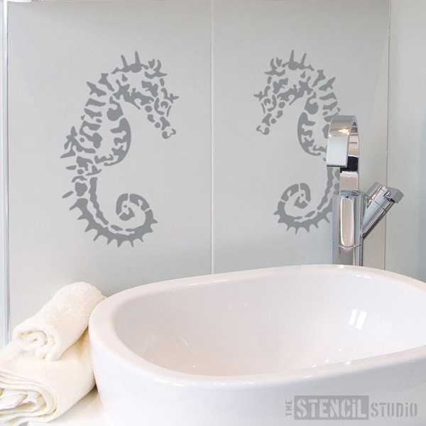 Sofia Seahorse Stencil from The Stencil Studio. Reusable home decor & DIY stencils, simple to use. 10115