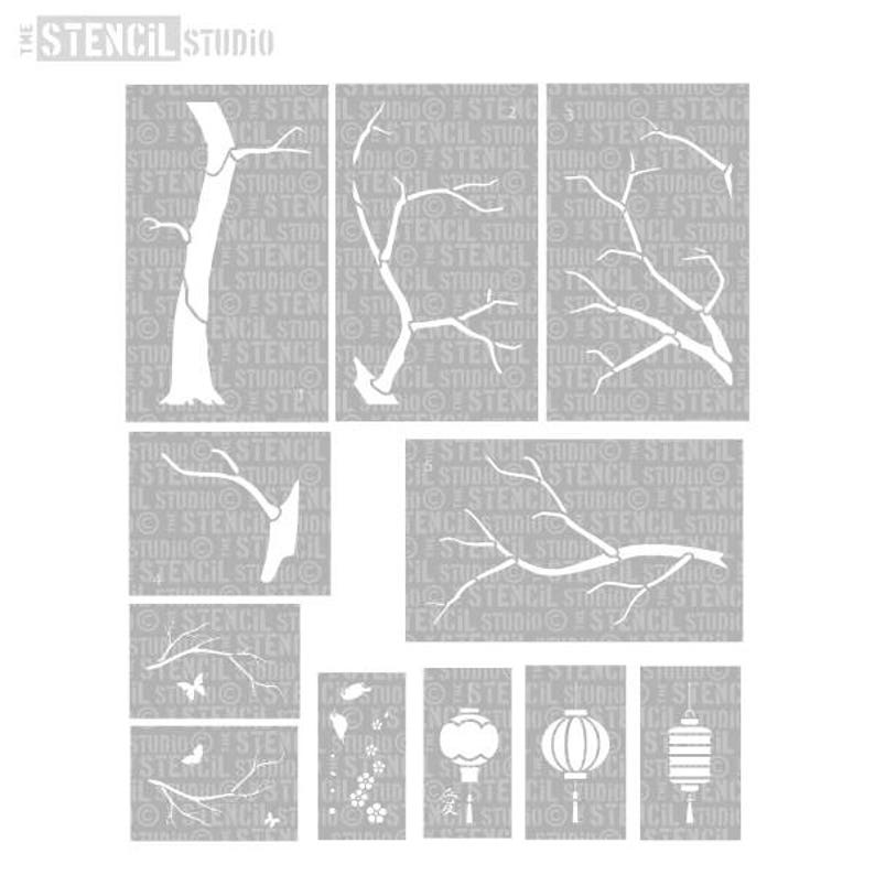 Cherry Blossom Tree Nursery Wall Stencil Pack Wall Mural Etsy