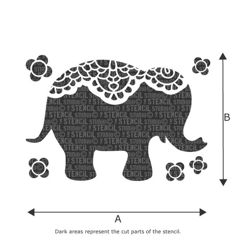 Indian Elephant STENCIL For Walls furniture Home Decor The Stencil Studio 10640