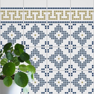 Mosaic Tile and Border Stencil Set - Stencils For Floors, Walls & Patios - Tile Makeover Stencils - Reusable Stencils - 11138