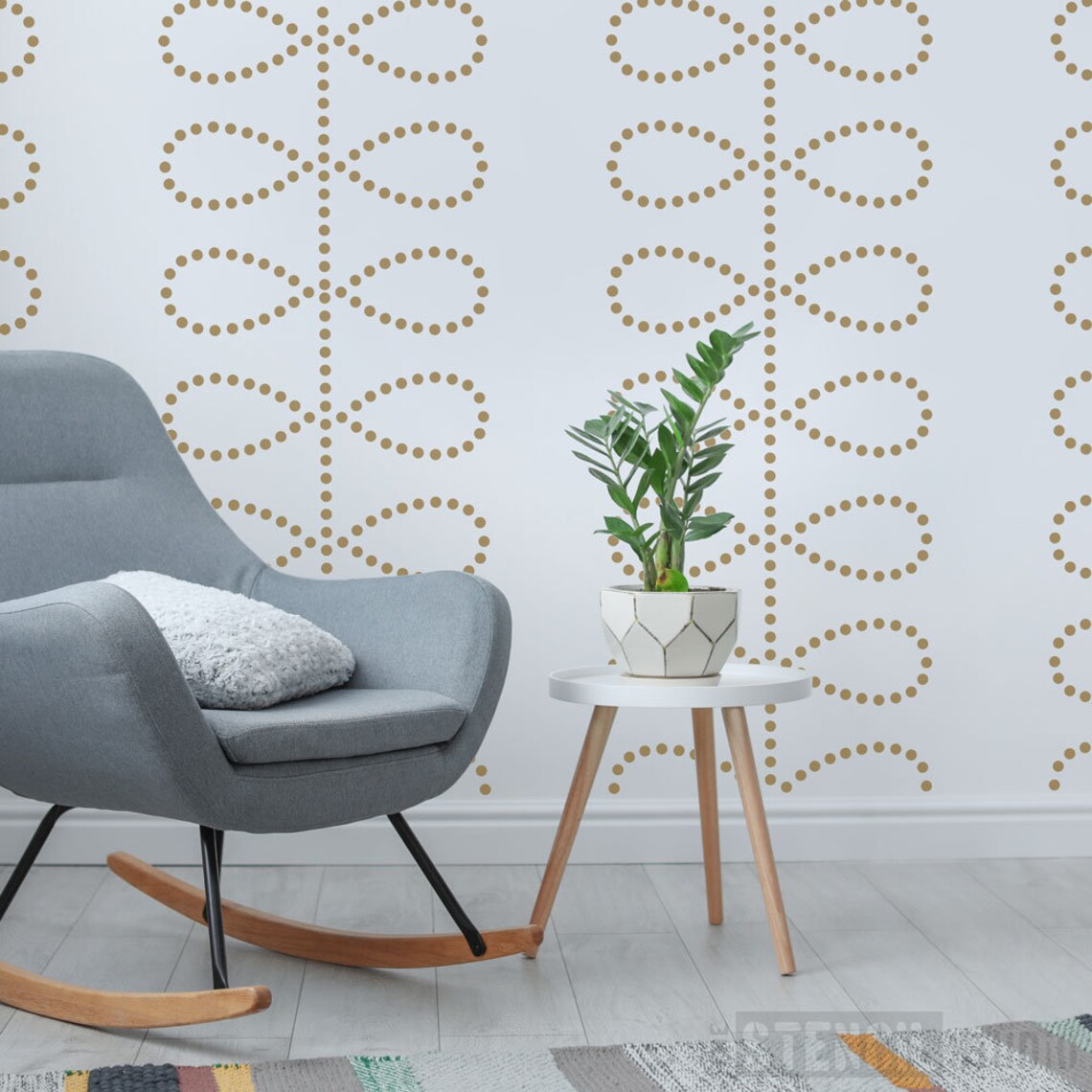 Dotty Leaf Stencil Stencils for Walls Scandi Stencils Large Etsy