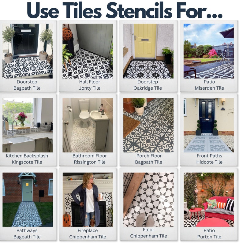 Mosaic Tile Stencil Tile Stencils for Floors, Walls & Patios Tile Makeover Stencils For Bathroom, Kitchen and Garden Tiles 11136 image 5