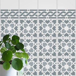 Hidcote Tile and Border Stencil Set - Stencils For Floors, Walls & Patios - Tile Makeover Stencils - Reusable Stencils - 11114