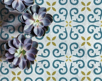 Prestbury Tile Repeat Reusable Wall Stencil. Create a Faux Tile effect on any plain Wall or Floor -  Reusable Home Decor Stencils -10740