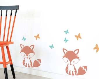 Fox Sitting Stencil - Reusable Wall Stencils for decorating Nursery or Child's Room  - Woodland Animal Stencil for Painting - 10904