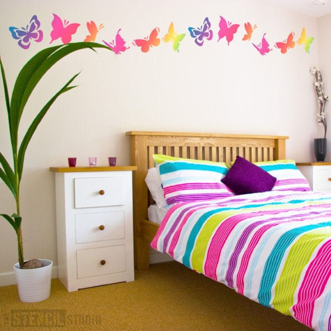 Easy Peel and Stick Colorful Butterflies Nursery Decal Instant Home Decor  Wall Sticker #3005 - InnovativeStencils