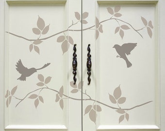 Stratford Birds Stencil - Decorative Bird Stencils - Paint Branches & Leaves - Add to Home Decor - Reusable Wall Stencils -  10121