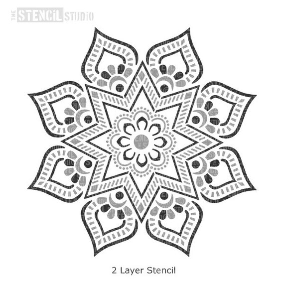 Plantilla de pared motivo indio Sunray Mandala Para Muebles De Tela Artesanía Decoración 10693