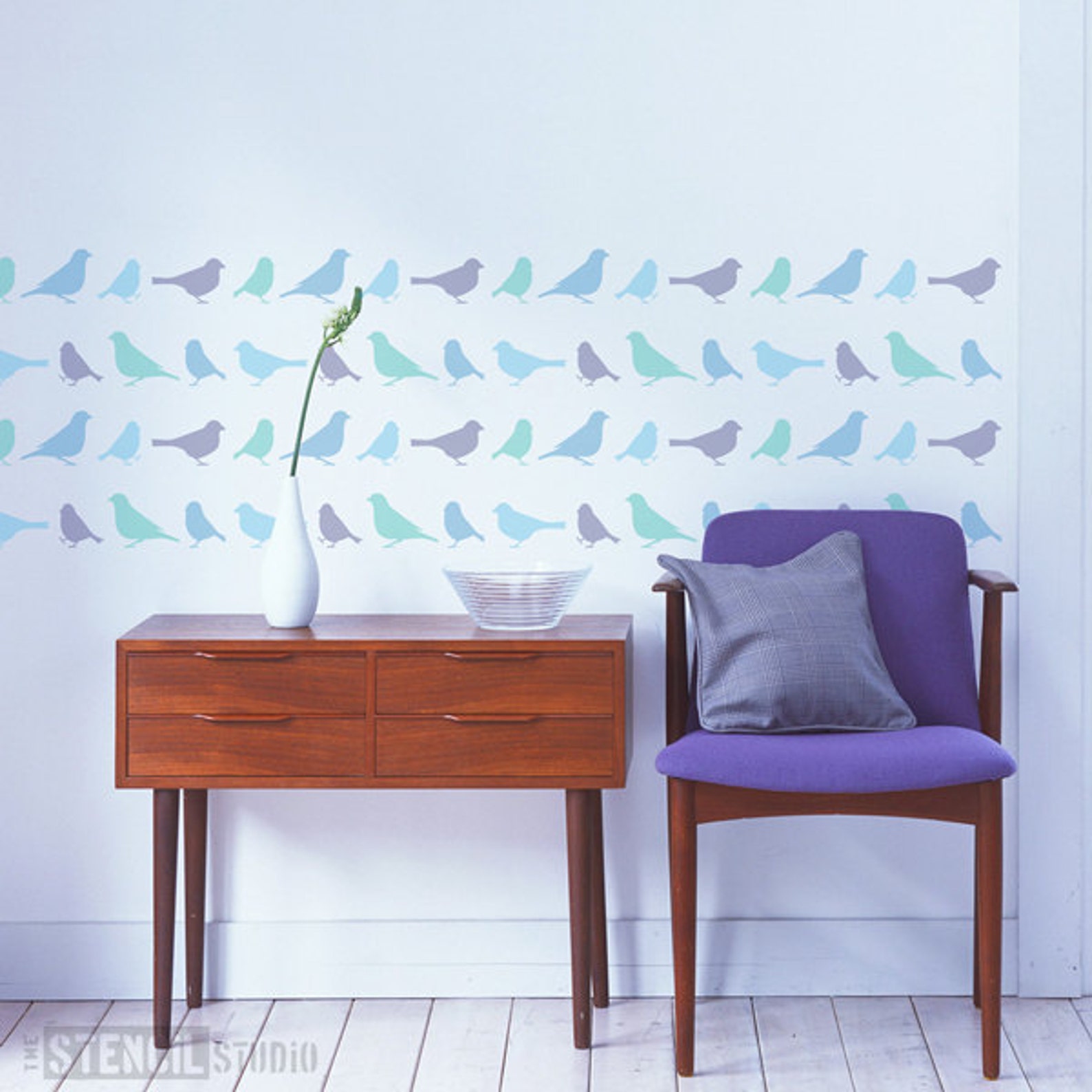 Bird Border Stencil Bird Stencils Blackbird Stencil Etsy