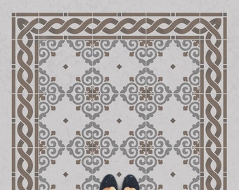 Tetbury Tile Patio Rug Stencil. Large rug stencils, patio stencils, outdoor rug, garden stencils from The Stencil Studio 10922