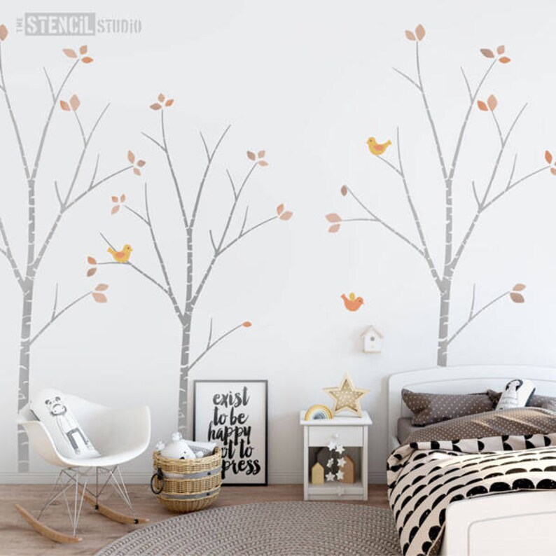 Birch Trees Stencil Pack Large Wall Stencils Nursery Wall Etsy UK