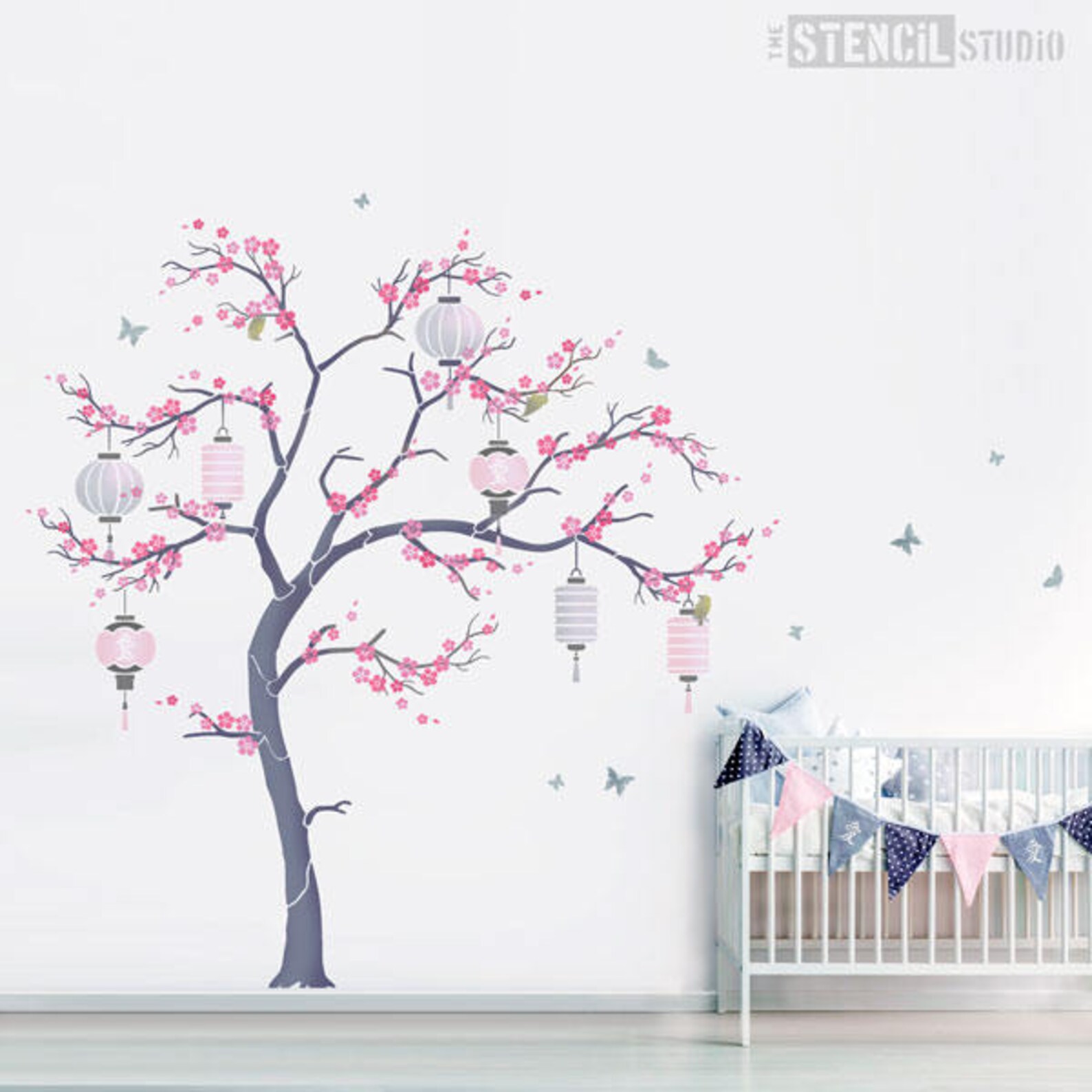 Cherry Blossom Tree Nursery Wall Stencil Pack Wall Mural Etsy