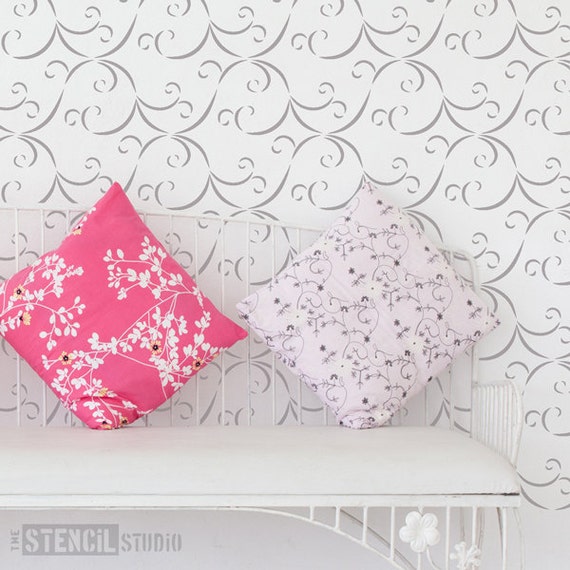 Swirl pattern stencil from the stencil studio. reusable home decor u0026 diy  stencils, simple to use. 10227 - etsy