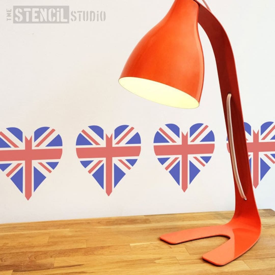 Union Jack Heart Stencil - Reusable Wall Stencil to Show Love of the ...