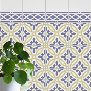 Lypiatt Tile and Prestbury Border Stencil Set - Stencils For Floors, Walls & Patios - Tile Makeover Stencils - Reusable Stencils - 11089