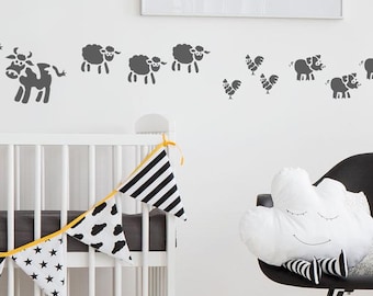 Stencil animali da fattoria di The Stencil Studio. Stencil riutilizzabili per decorazioni per la casa e fai da te, semplici da usare 10078