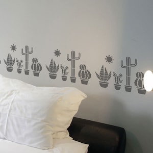 Cactus Border Stencil from The Stencil Studio. Reusable stencils for home decor, easy to use. 10719