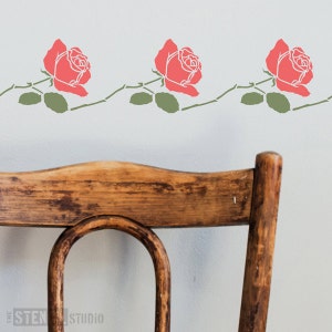 Summer Rose Stem Stencil from The Stencil Studio. Reusable home decor & DIY stencils, simple to use. 10226