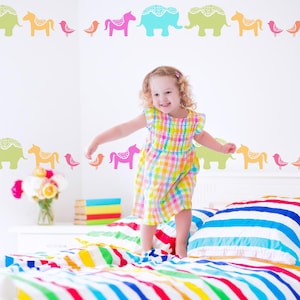Animal Wall Stencils for decorating kids rooms/Nursery - Elephant / Bird / Horse- Reusable Scandi style wall stencils for home decor - 10292