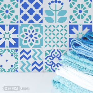 Stroud Tile Repeat Stencil - Reusable Stencils for Home decor, Furniture, DIY & Craft -Create a faux Tile Effect on Any Plain Surface -10754