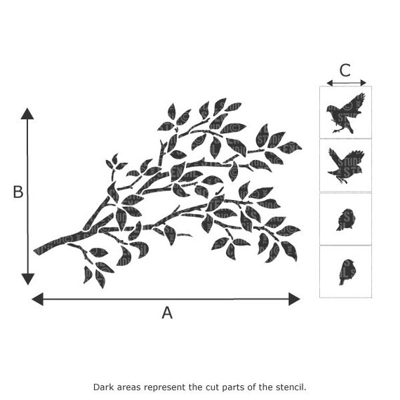 Bird Sparrow Branch Stencil Guide Template Mylar Art Craft Reusable Shabby Chic