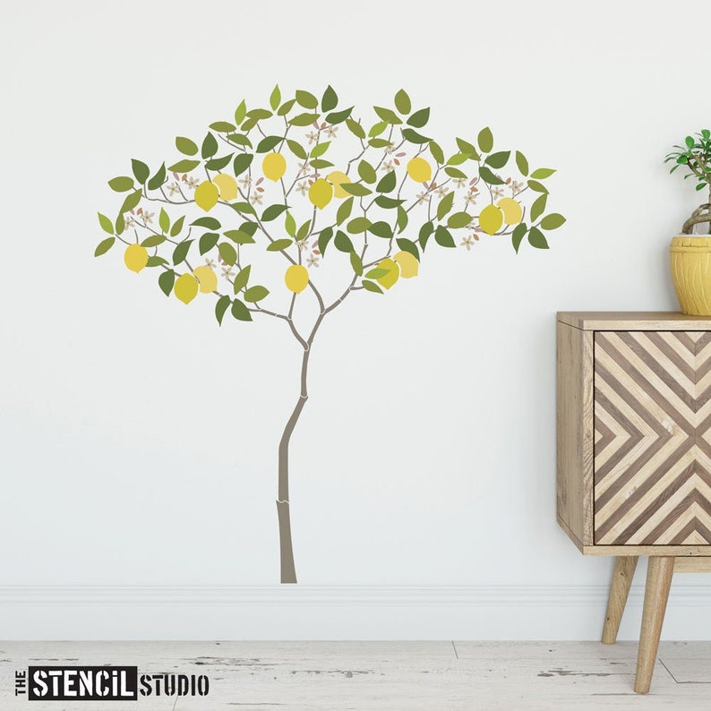 Lemon Tree Stencil Nursery Stencils Wall Mural Stencils Etsy UK