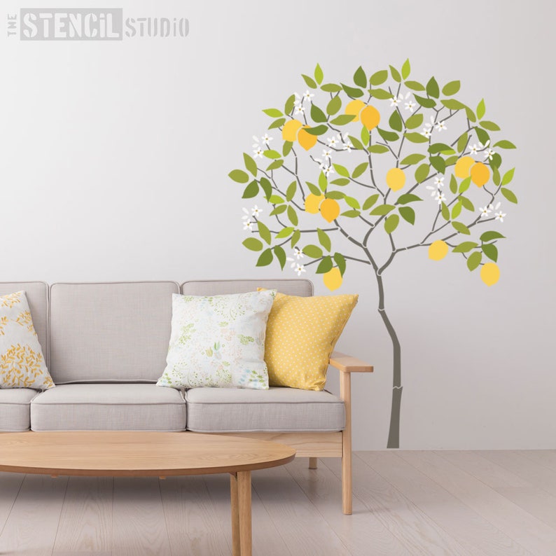 Lemon Tree Stencil Tree Stencils Wall Mural Stencils Etsy UK