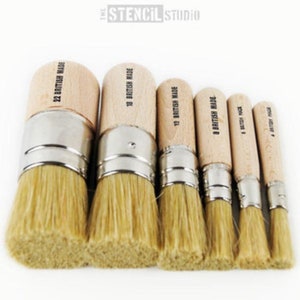 Stencil Brush Various Sizes Made in UK Natural Bristle brushes from The Stencil Studio Ltd great for all stenciling projects Set of 6