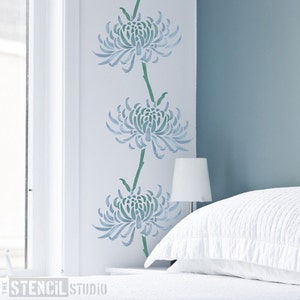 Quill Chrysanthemum Flower Stencil from The Stencil Studio. Reusable stencilsfor home decor & DIY, easy to use. 10111