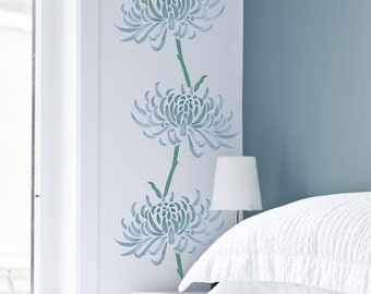 Quill Chrysanthemum Flower Stencil from The Stencil Studio. Reusable stencilsfor home decor & DIY, easy to use. 10111
