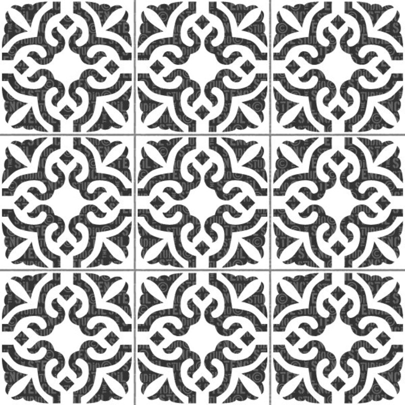 Tile Stencil Traditional Tile Stencil Stencils for Tiles Etsy