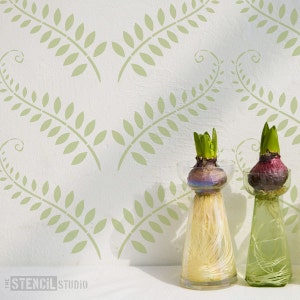 Fern leaf stencil from The Stencil Studio. Reusable home decor & DIY stencils, simple to use. 10080