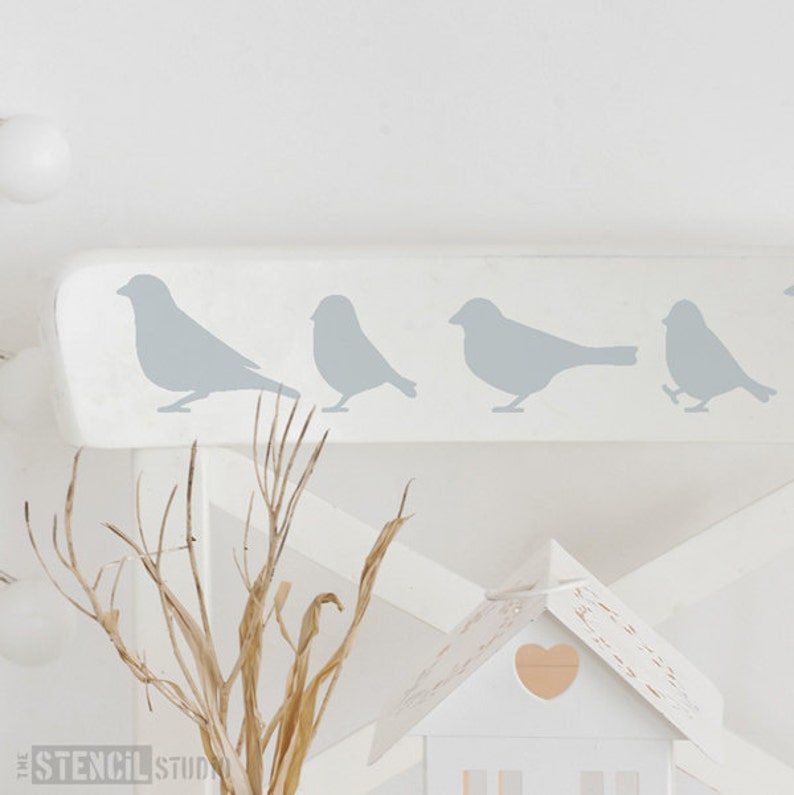 Bird Border Stencil Bird Stencils Blackbird Stencil Etsy