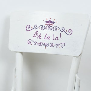 Oh la la text Stencil - shabby chic home decoration stencils from The Stencil Studio. Reusable shabby chic stencils 10646