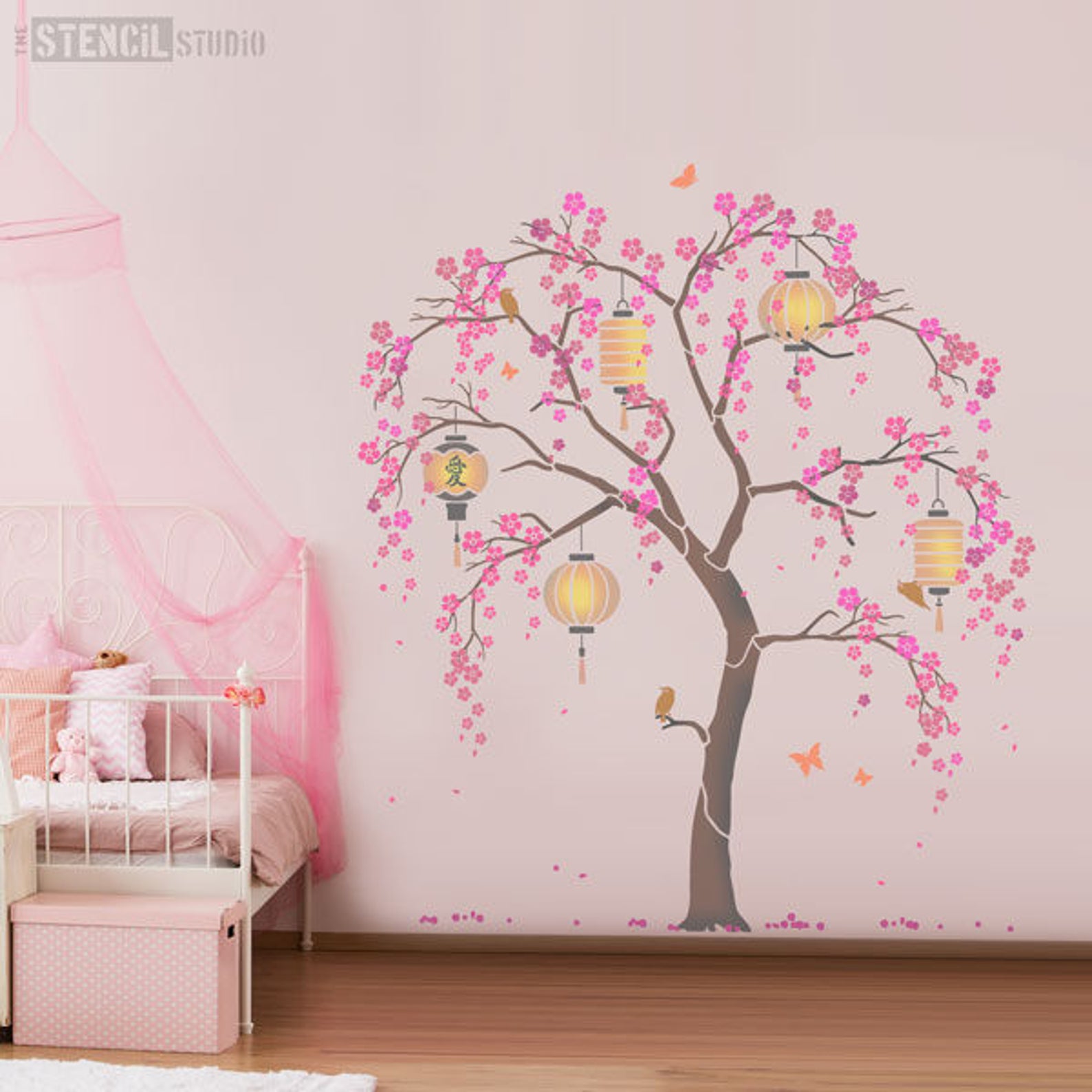 Cherry Blossom Tree Nursery Wall Stencil Pack Wall Mural Etsy