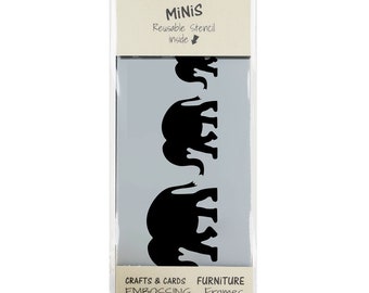 Elephants Stencil - Stencil MiNiS from The Stencil Studio. Handy little reusable stencils for home decor and crafts. Easy to use. 10527